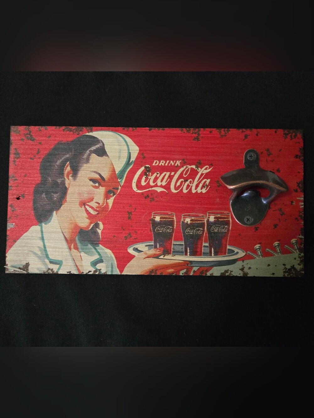Coca Cola Red Retro Wall Decor with Bottle Opener